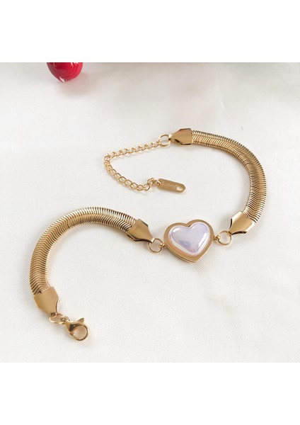 Paslanmaz Çelik Kararmaz Taş Kalpli Gold Çelik Zincir Bileklik fırsatları