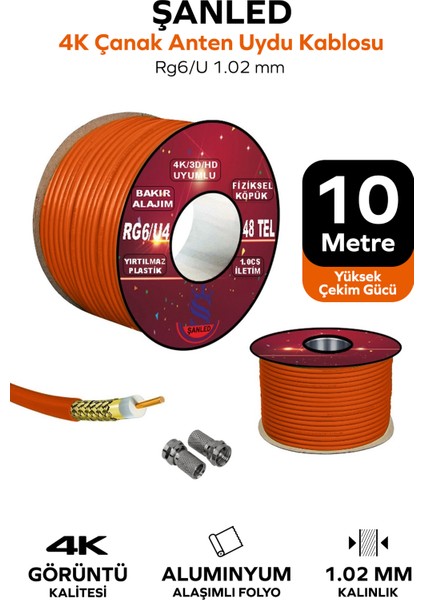 Anten Uydu Kablosu Turuncu Ren Rg6 U4 Tv Anten Kablo -5,10,20,30,40,50,60,70,80,90,100 M