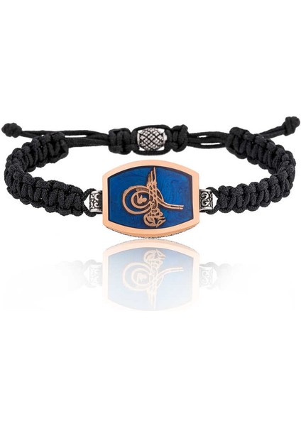 925 Ayar Gümüş Tuğralı Makrome Erkek Bileklik