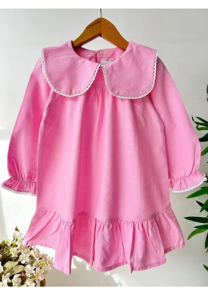 Pembe Kız Çocuk Dokuma Elbise