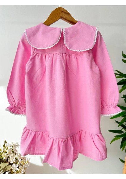 Pembe Kız Çocuk Dokuma Elbise