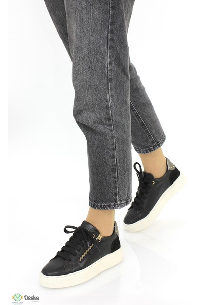 Kadın Spor Tarz Ortopedik Günlük Deri Fermuarlı Ayakkabı M26YA555