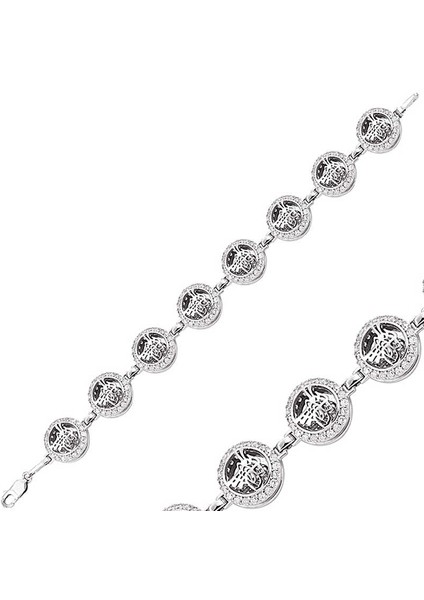 925 Ayar Gümüş Yuvarlak Tuğra Bileklik