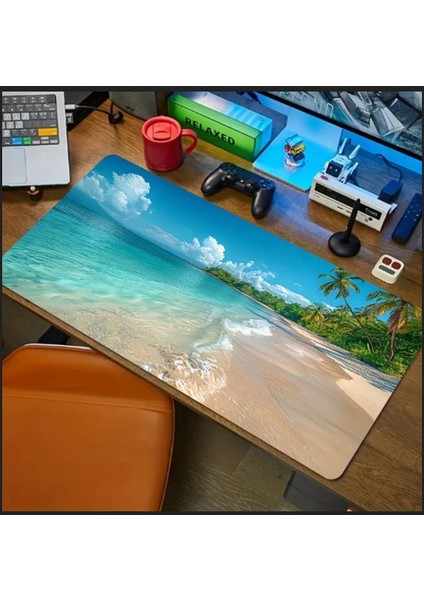 70X30 cm Deniz Dalgası Temalı Kaydırmaz Taban Speed Yüzey Oyuncu Mouse Pad Gaming
