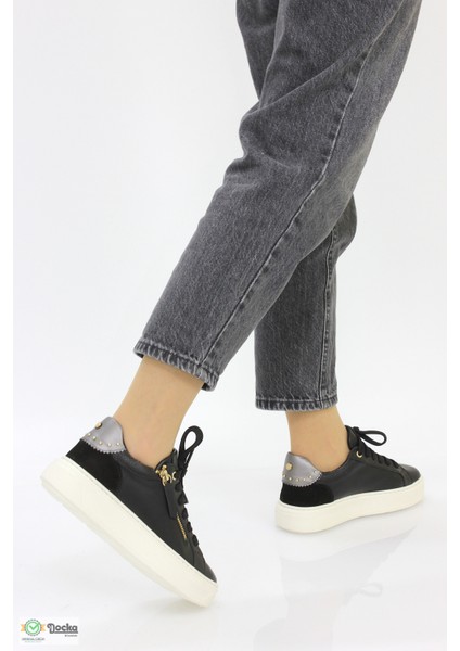 Kadın Spor Tarz Ortopedik Günlük Deri Fermuarlı Ayakkabı M26YA555 indirimleri
