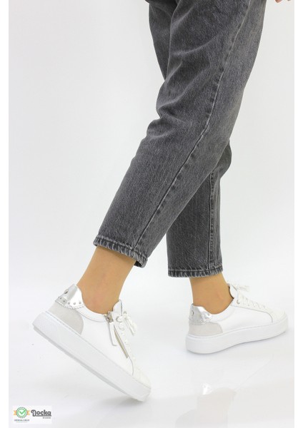 Kadın Spor Tarz Ortopedik Günlük Deri Fermuarlı Ayakkabı M26YA555 indirimleri