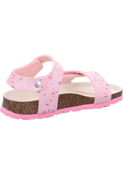 Desenli Çocuk Mantar Taban Sandalet Pembe