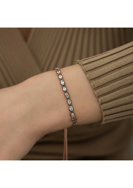 Gümüş Rose Oval Kesim Elmas Montür Asansör Bileklik fiyatları