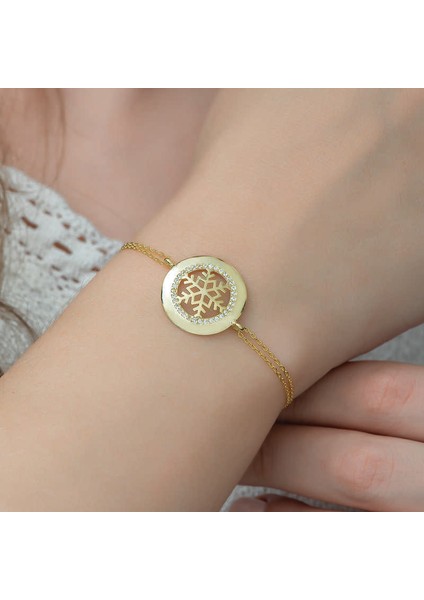 925 Ayar Gümüş Gold Kar Tanesi Bileklik indirimleri