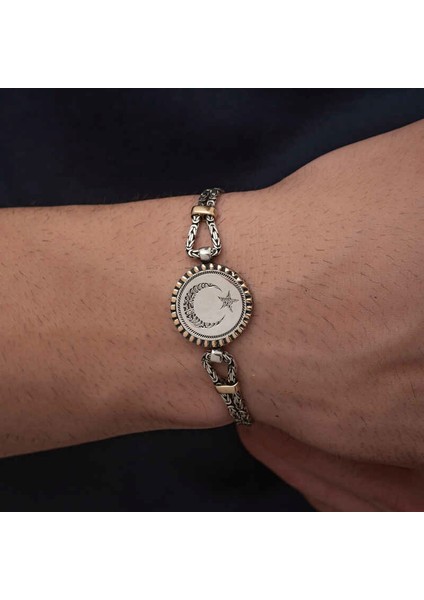 925 Ayar Gümüş Ay Yıldız Erkek Bileklik