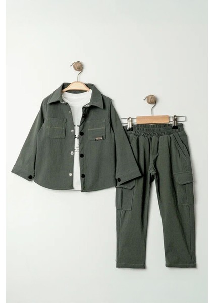 Paraşüt Esnek Brokly Baskılı Erkek Çocuk 3 lü takım - Yeşil