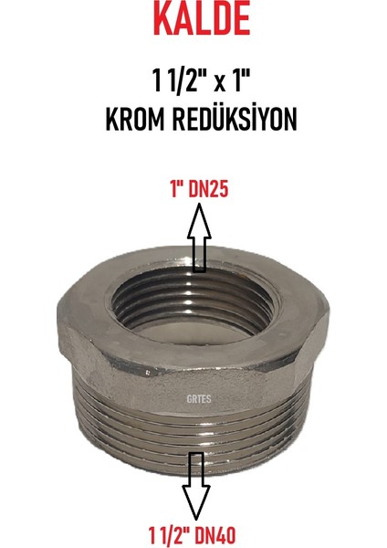 1 1/2" x 1" Sarı/krom Redüksiyon - Brass Reduction
