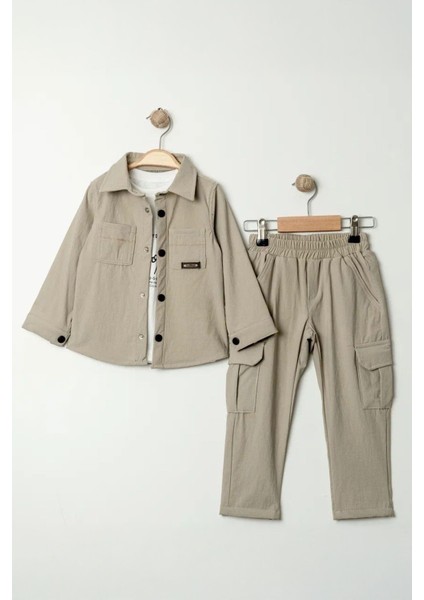 Paraşüt Esnek Brokly Baskılı Erkek Çocuk 3 lü takım - Taş