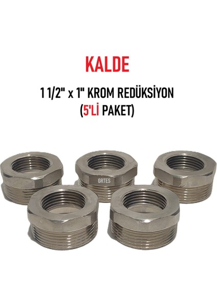 (5'li Paket) 1 1/2" x 1" Sarı/krom Redüksiyon - Brass Reduction