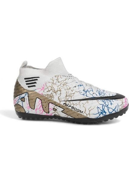 La Liga H565 Çocuk Çoraplı Halı Saha Ayakkabısı Beyaz - Altın