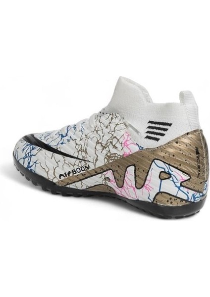 La Liga H565 Çocuk Çoraplı Halı Saha Ayakkabısı Beyaz - Altın modelleri