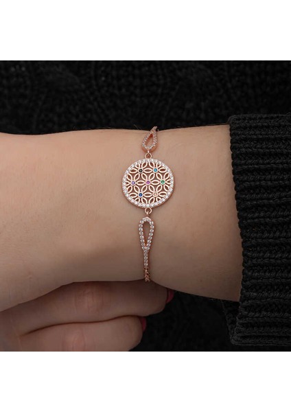 ​gümüş Rose Renkli Yaşam Çiçeği Kadın Bileklik fırsatları