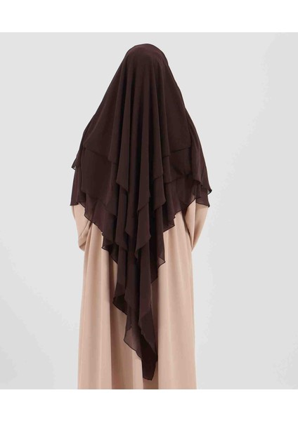 3 Katlı Sufle Kahverengi Khimar Hijap Tesettür fırsatları