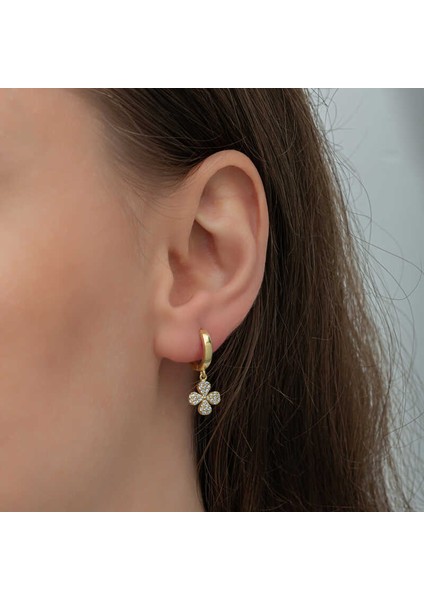 ​Gümüş Gold Sallantılı Yonca Kadın Küpe modelleri