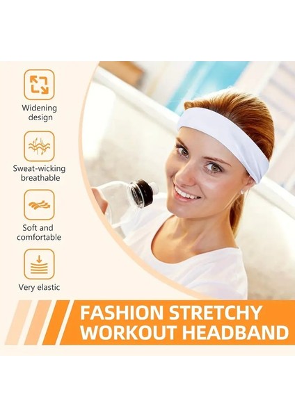 Penye Sporcu Bandı Saç Kafa Bandanası 2 Adet Yoga Ter Bandı Beyaz modelleri