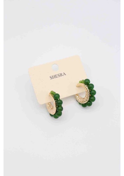 Yeşil İri Taş Halka Küpe