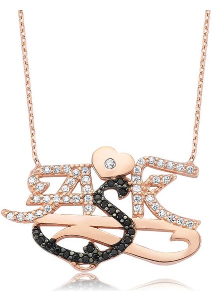 925 Ayar Gümüş Aşk Yazılı Kadın Gümüş Kolye