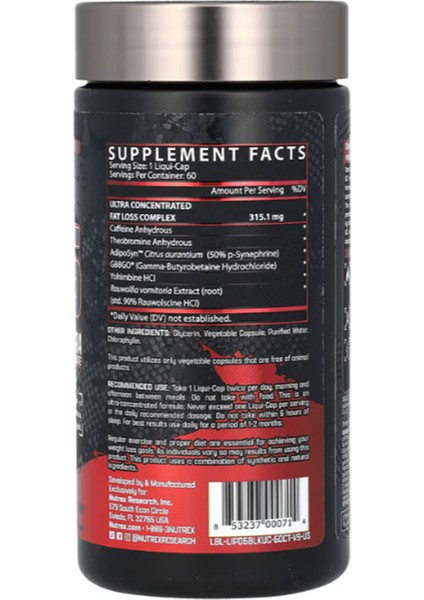 Research Lipo-6 Black Ultra Concentrate Thermogenic Energizing Fat Burner Energy & Intense Focus 60 Capsul.orj Usa..avrupa Değil!! fiyatları