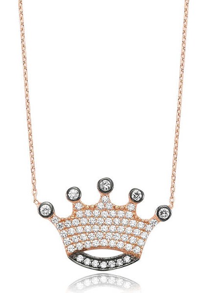 925 Ayar Gümüş Kraliçe Tacı Kadın Gümüş Kolye