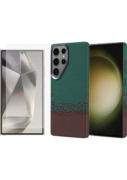 Samsung Galaxy S25 Ultra Kılıf Magsafe Şarj Özellikli Karbon Fiber Görünümlü Zore Nekst Kapak + Nano Ekran Koruyucu