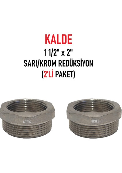 (2'li Paket) 1 1/2" x 2" Sarı/krom Redüksiyon - Brass Reduction