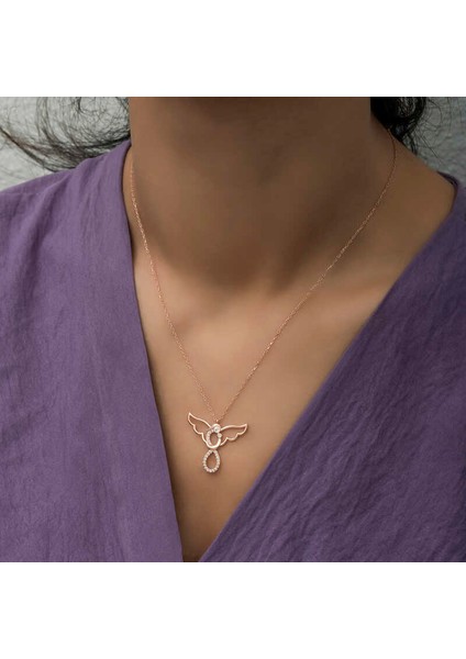 925 Ayar Gümüş Rose Melek Anne ve Çocuk Kolye modelleri