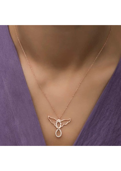 925 Ayar Gümüş Rose Melek Anne ve Çocuk Kolye fırsatları