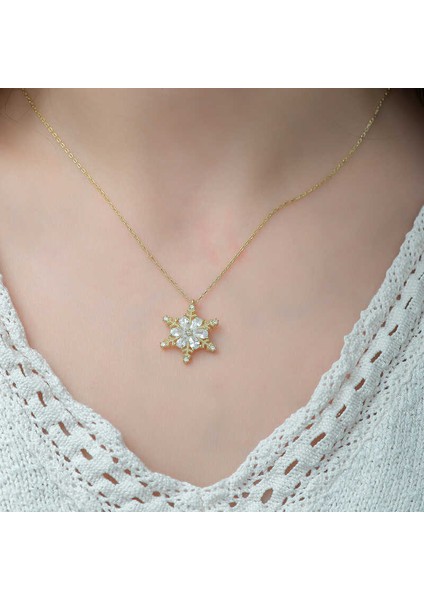 925 Ayar Gümüş Gold Kar Çiçeği Kadın Gümüş Kolye fiyatları