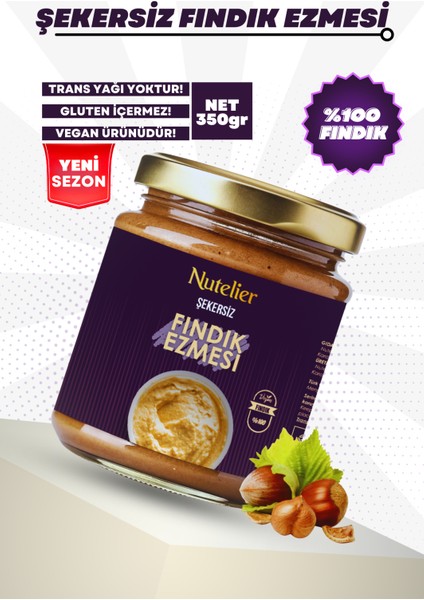 Şekersiz Fındık Ezmesi 350GR %100 Fındık