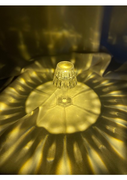 Kristal Elmas LED Masa Lambası Pilli Mini Abajur 12 cm