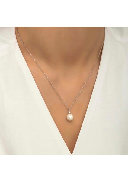 925 Ayar Gümüş Yuvarlak Inci Kadın Gümüş Kolye modelleri