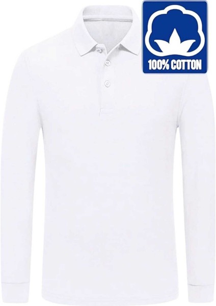 Erkek Çocuk Uzun Kol Pamuklu Polo Yaka T-Shirt Günlük ve Okul Uniforma Okul T-Shirt