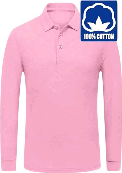 Erkek Çocuk Uzun Kol Pamuklu Polo Yaka T-Shirt Günlük ve Okul Uniforma Okul T-Shirt