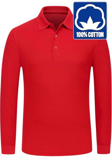 Erkek Çocuk Uzun Kol Pamuklu Polo Yaka T-Shirt Günlük ve Okul Uniforma Okul T-Shirt