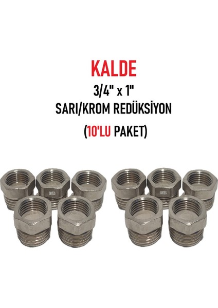 (10'lu Pake) 3/4" x 1" Sarı/krom Redüksiyon - Brass Reduction