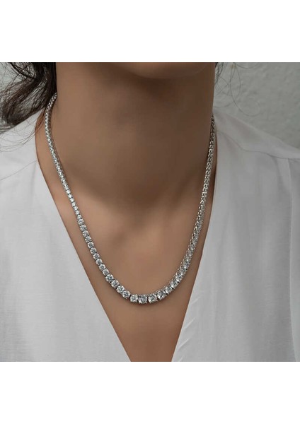 Gümüş Süzme Beyaz Taşlı Su Yolu Kadın Kolye fiyatları