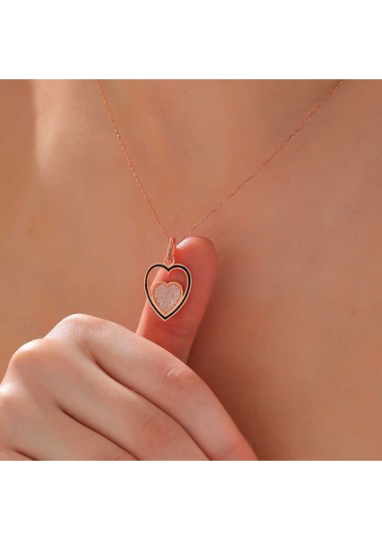 925 Ayar Gümüş Rose Kalp Kadın Kolye fiyatları