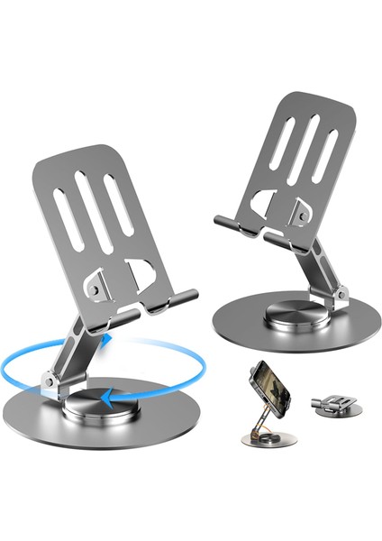 Telefon 360 Derece Dönebilen Kaymaz Taban Akıllı Cihazlar Için Metal Stand