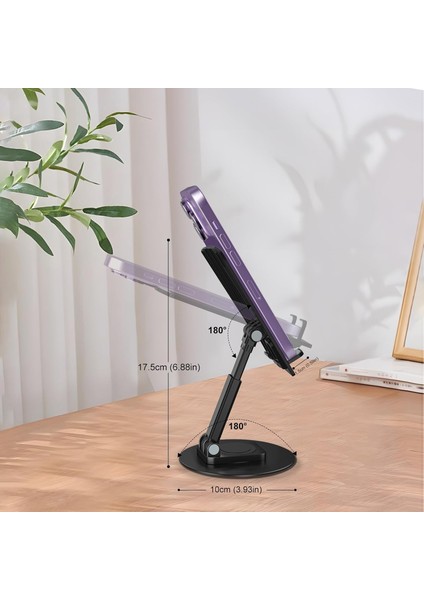 Telefon 360 Derece Dönebilen Kaymaz Taban Akıllı Cihazlar Için Metal Stand
