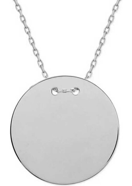 925 Ayar Gümüş Yuvarlak Plaka Kolye