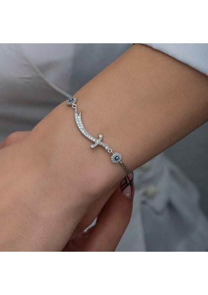 925 Ayar Gümüş Nazarlı Zülfikar Kılıcı Kadın Bileklik modelleri