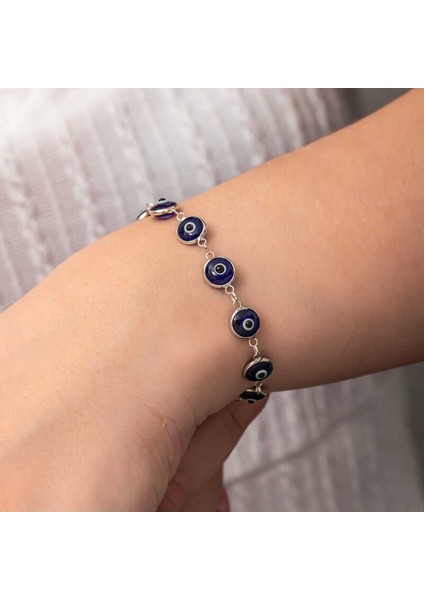 Gümüş Yuvarlak Nazar Kadın Bileklik modelleri