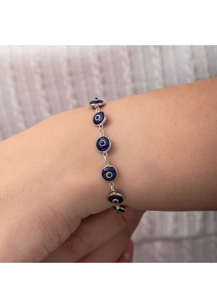 Gümüş Yuvarlak Nazar Kadın Bileklik fırsatları