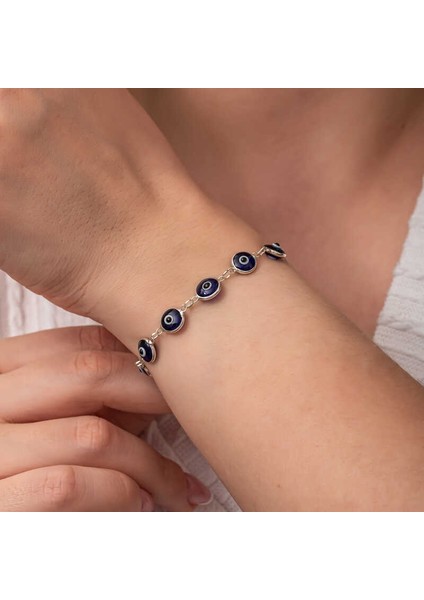 Gümüş Yuvarlak Nazar Kadın Bileklik indirimleri