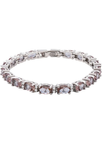 ​925 Ayar Gümüş Oval Zultanit Taşlı Kadın Bileklik